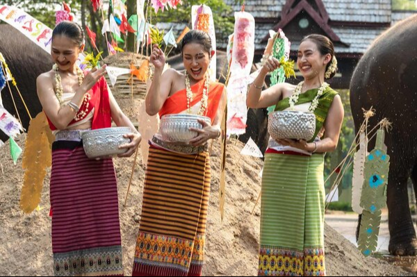 Women enjoy Songkran Festival activities